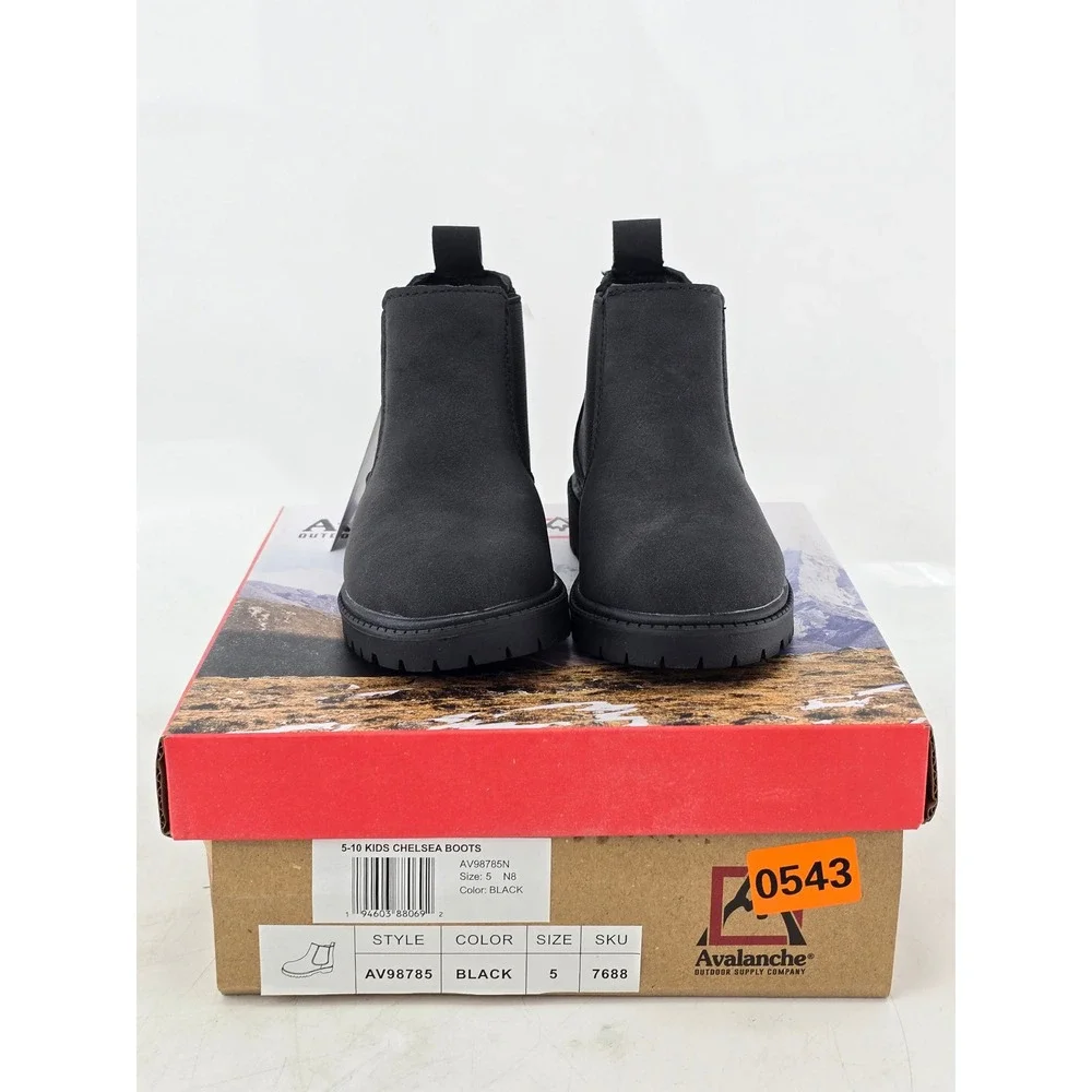 Avalanche Chelsea Boots Kids Size 5 Black Outdoor Pull On AV98785 - New
